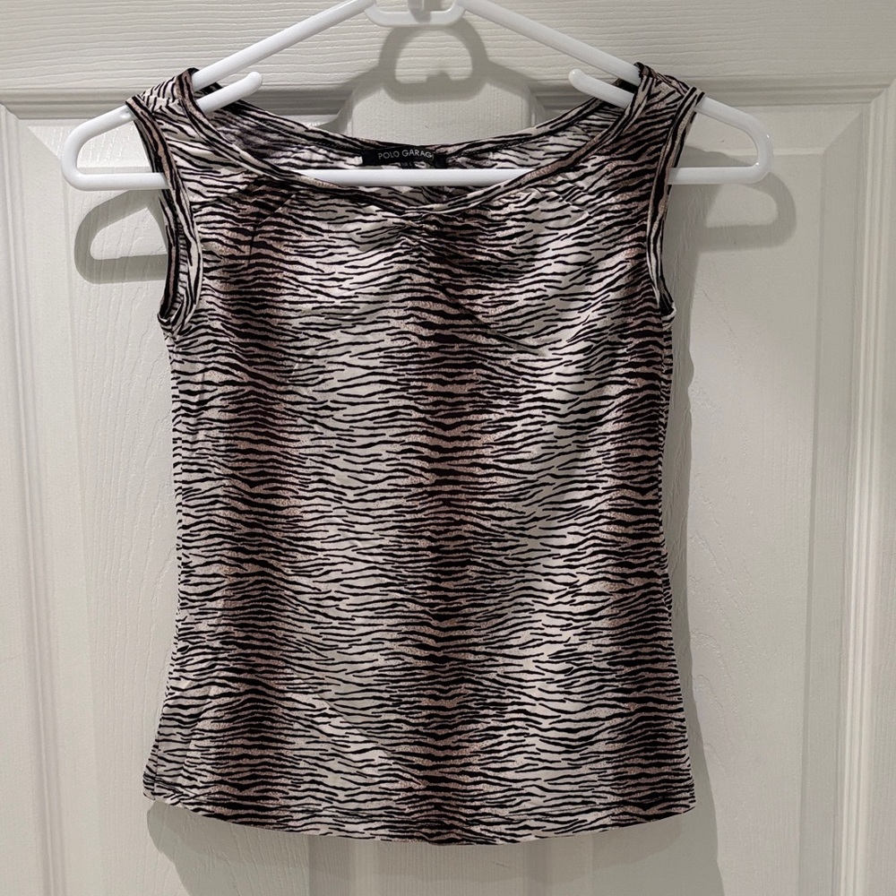 Polo Garage Women's Black & White Zebra Print Tank Top